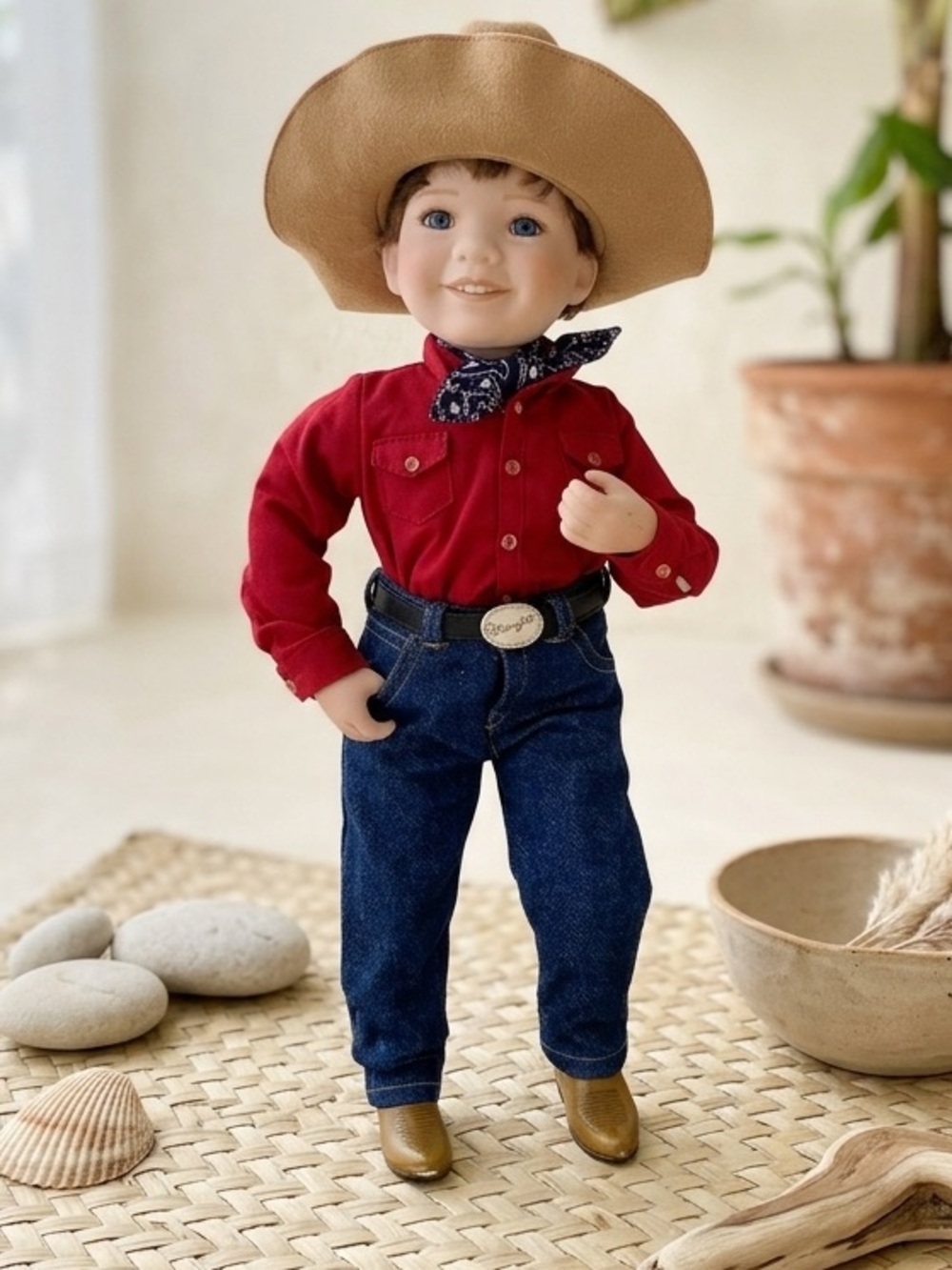 Danbury Mint "Little Wrangler" Series "Will" Porcelain Cowboy Doll 15"